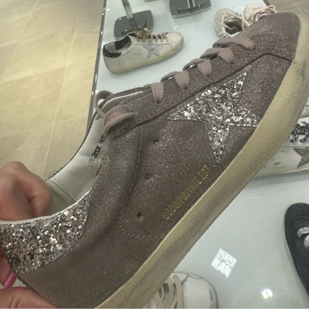 Golden Goose Antique Purple Glitter Super-Star Sneakers